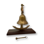Anchor Antique Brown Bell on Wooden Base Brass Anchor Nautical Ship Boat Table Bell Home Décor Best G (1)